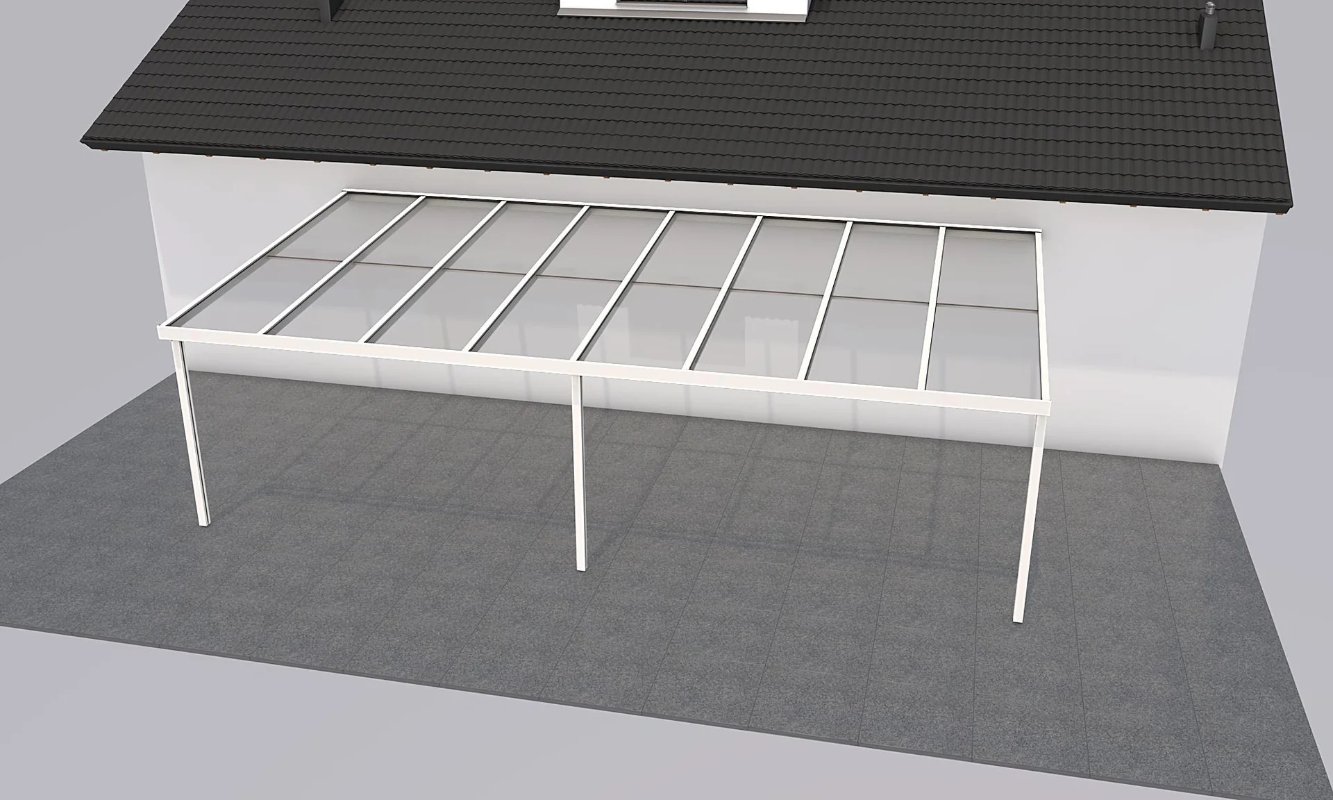 Terrassendach Premium, weiß, 8125 x 4060 mm - 10mm Verbundsicherheitsglas (VSG) - 1