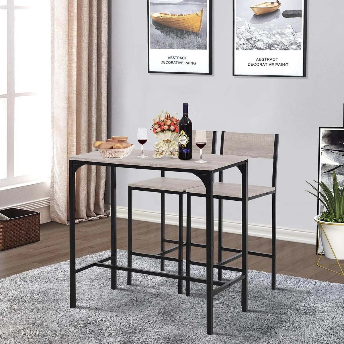 Bartisch mit 2 Stühlen natur/schwarz - 4