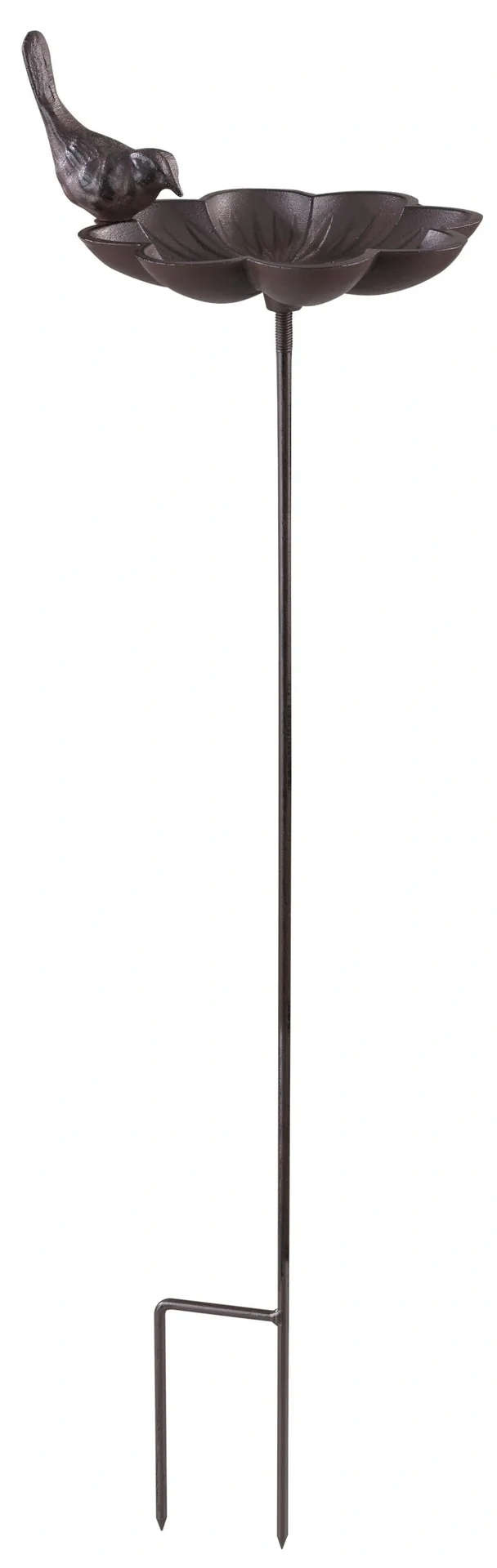 Vogeltränke mit Erdspieß, Gusseisen, Vogeldesign - 5