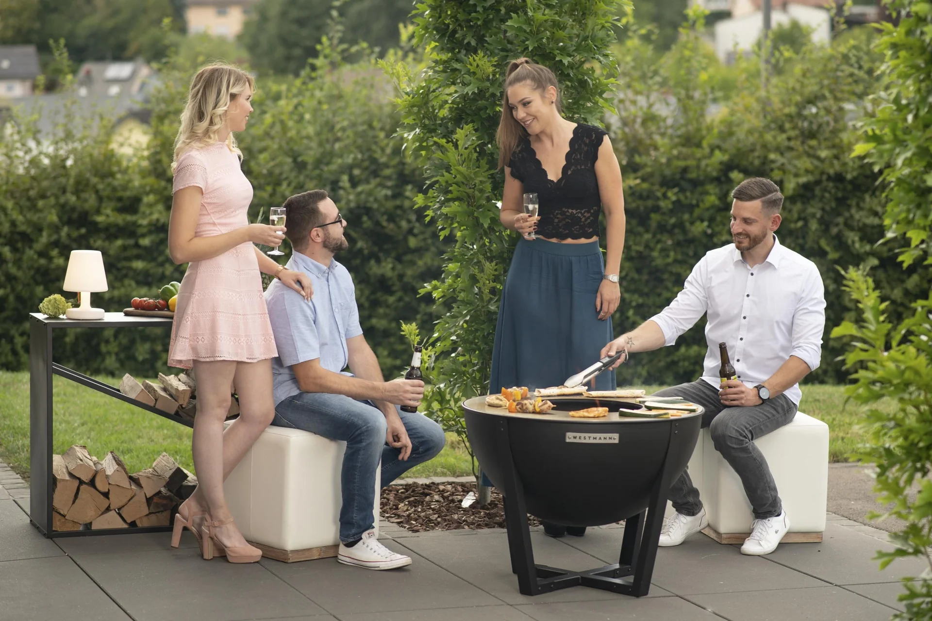 Feuerstelle Premium Grill und Feuerstelle 81x81x62 cm Schwarz - 9