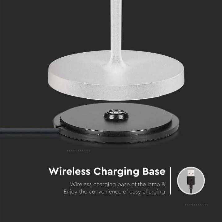 VT-7522 Tischleuchte - 3000K - Dimmbar durch Berührung - Wiederaufladbar - Weiß - IP54 - 9