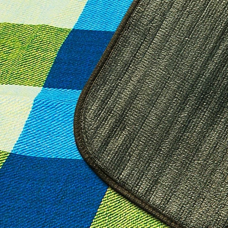 Picknickdecke mit praktischem Tragegriff 2x2m hellblau gelb - 5