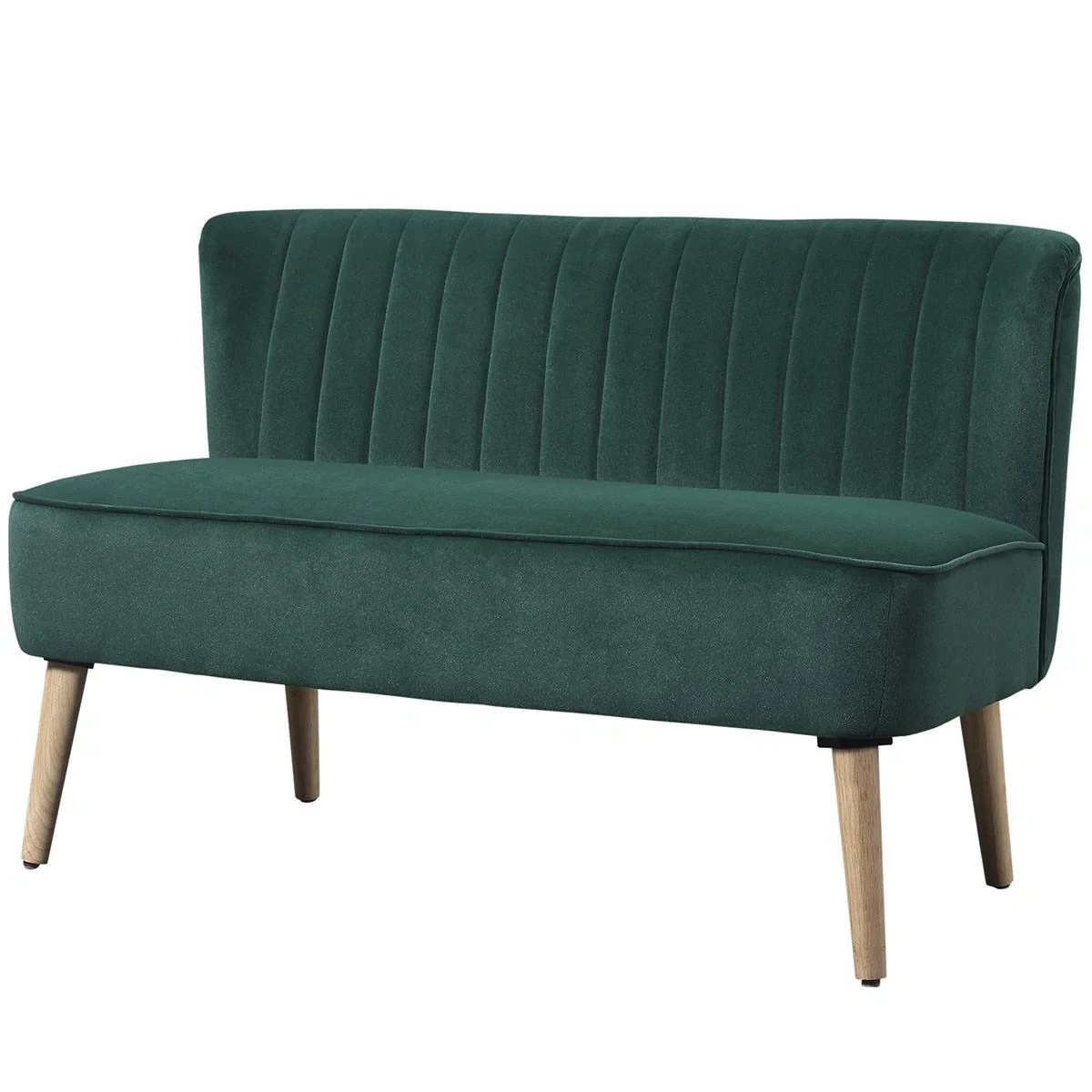 2-Sitzer Stoffsofa Polstersofa Sitzmöbel Loungesofa Holz Samtartiges Polyster Schaumstoff Dunkelgrün 117 x 56,5 x 77 cm - 4