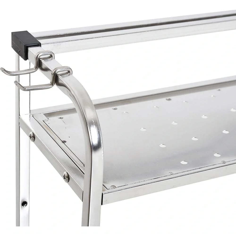 Küchenregal Standregal Wandregale 2 Ablagen mit 6 Haken Multifunktions Edelstahl Silber L50 x B22 x H42cm - 9