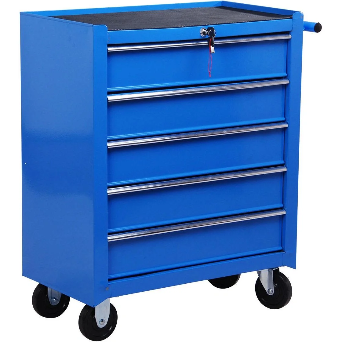 Werkstattwagen fahrbar abschließbar mit 5 Schubladen blau - 9