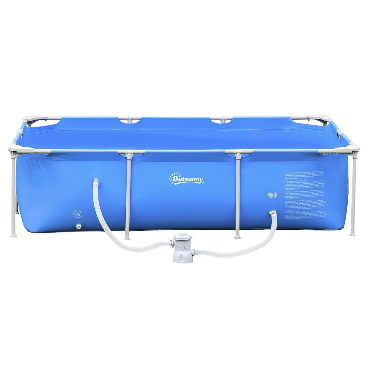Rahmenpool mit Schlauch Draht Swimmingpool Schwimmbad Ablassventil für sauberen Wasser 1000D PVC Stahl Blau 252 x 152 x - 4