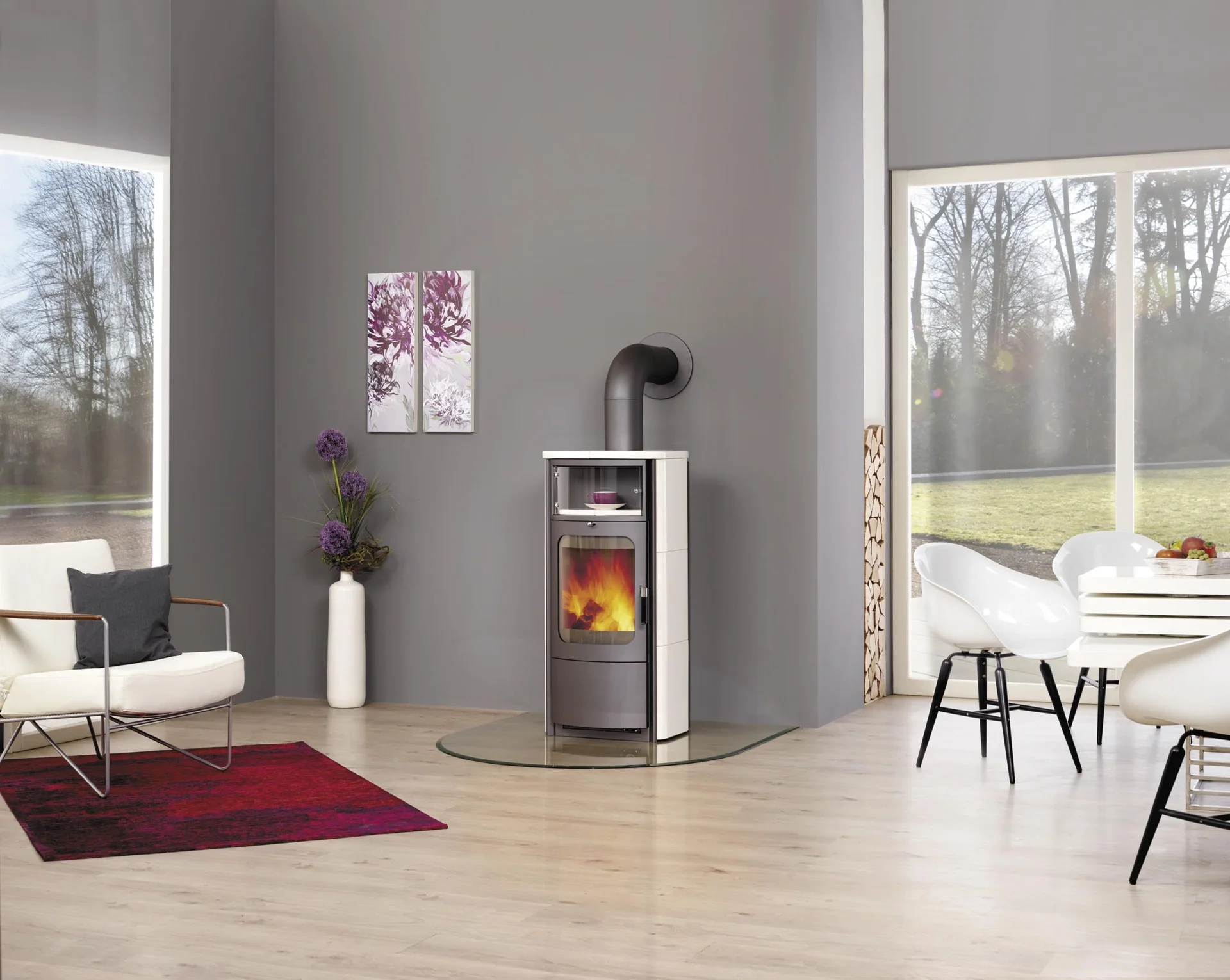 Kaminofen Opera-B (7 kW) creme-weiss, Dauerbrand, Automatik - 4