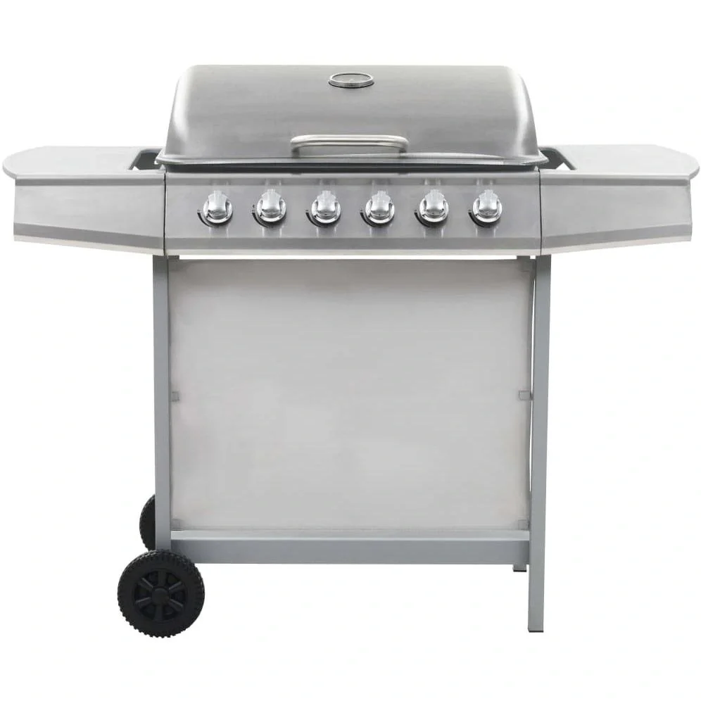 Gasgrill mit 6 Kochstellen Stahl silber - 3