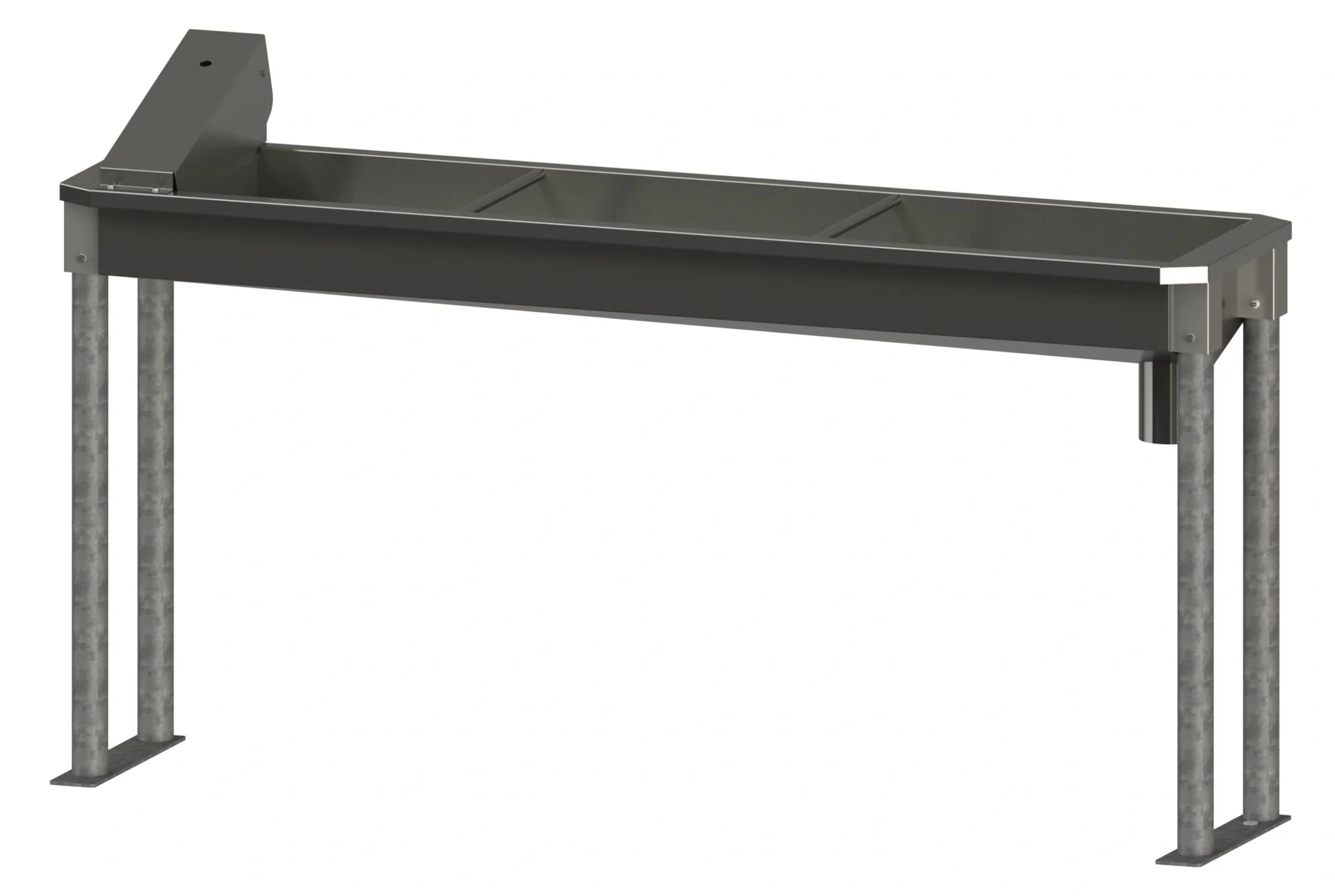 Beheizbare Trogtränke 190cm aus Edelstahl, mit Bodengestell - 4