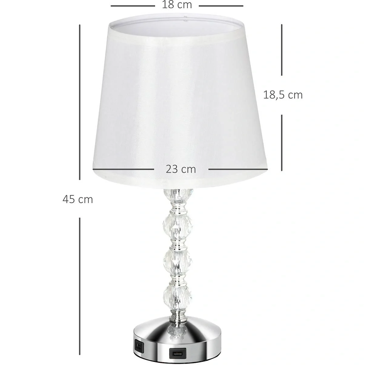 Nachttischlampe Kristall Tischlampe mit Schalter Touch Stoffschirm Tischleuchte E27-Fassung für Wohnzimmer Schlafzimmer - 4