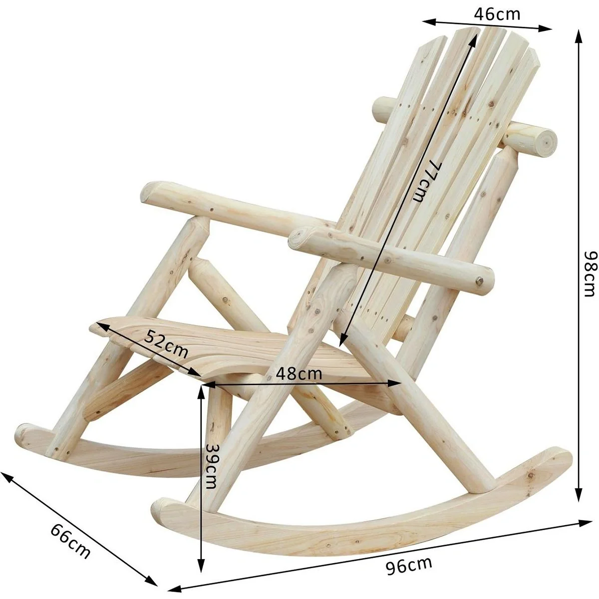 Schaukelstuhl mit hoher Rückenlehne natur - 3