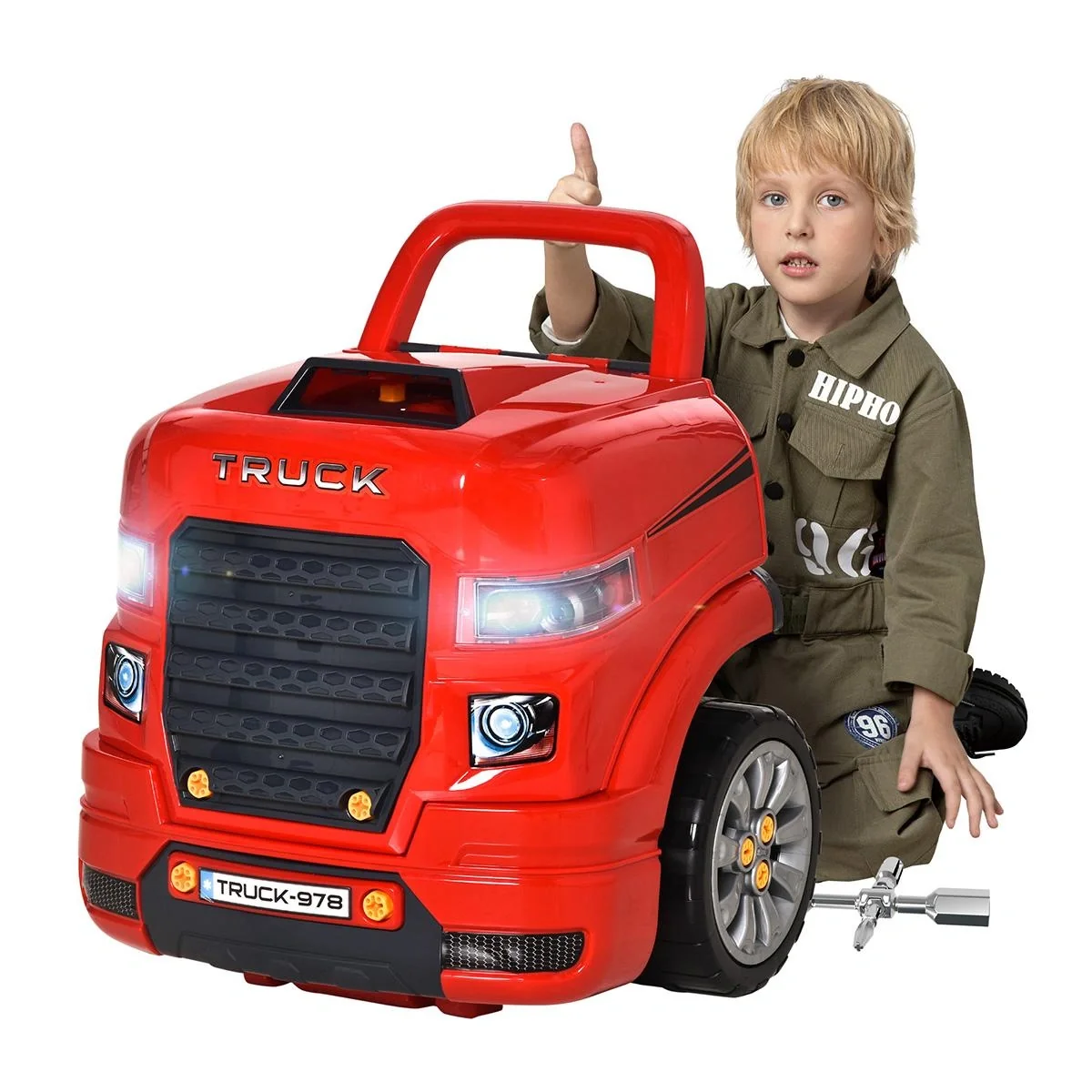 Kinder Motor Werkstatt Werkbank 61-teilig mit Schraube Spin-Schraube RC Autoschlüssel simulierten Sperren Arbeitsplatte - 4