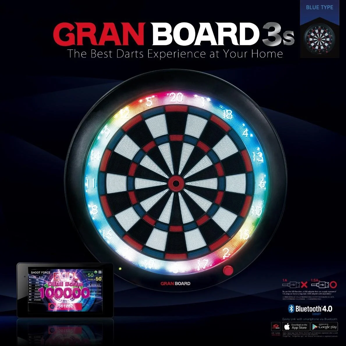 Dartscheibe 3s Blue mit extra großen Tripple und Double Feldern (Kein Turniermass !) - 3