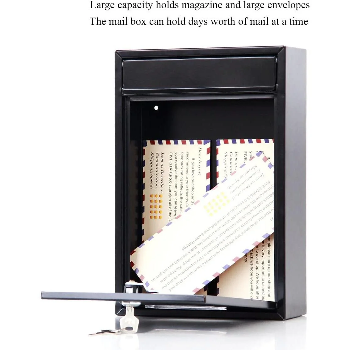 Briefkasten mit 2 Tasten - schwarz - 360x260x80 mm - 5