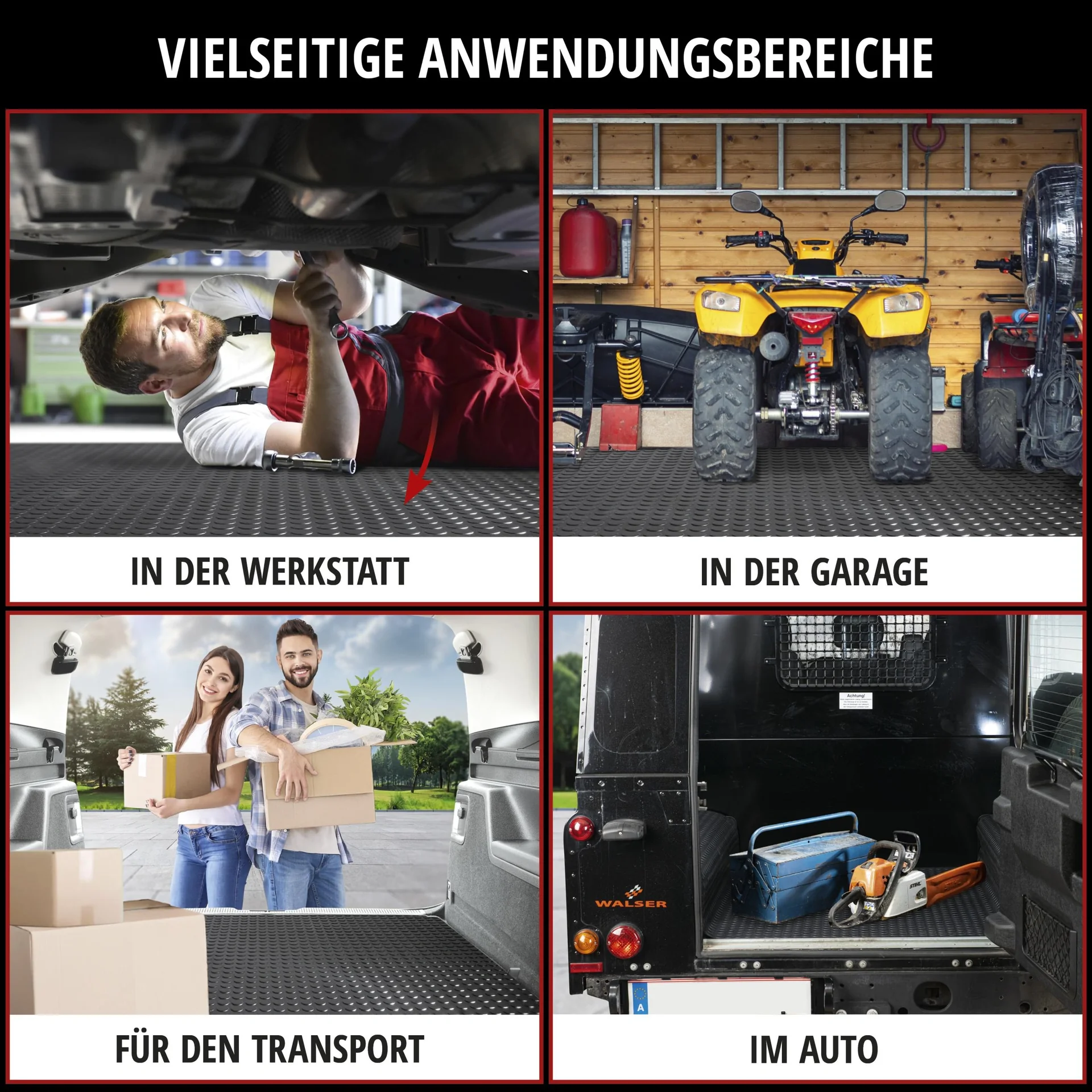 Kofferraummatte, Gummimatte Coin, zuschneidbare Meterware 100x150 cm schwarz - 5