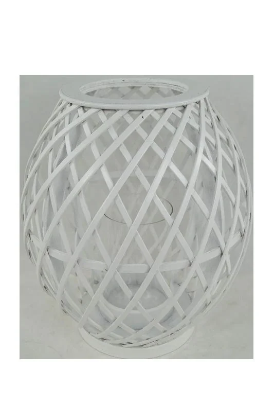 Laterne Holz aus Bambus rund mit Glaseinsatz - 1