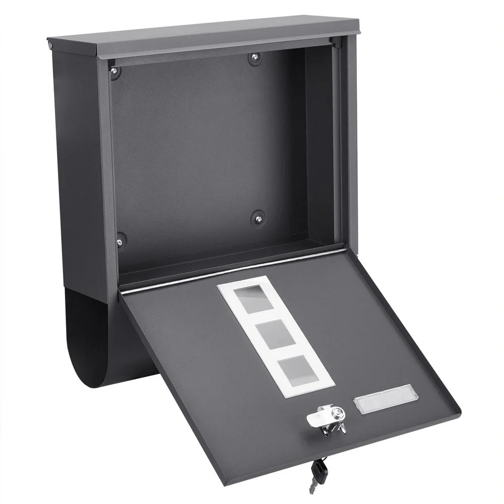 Briefkasten mit Zeitungshalter anthrazit 30,5x8,5x33,5cm - 9