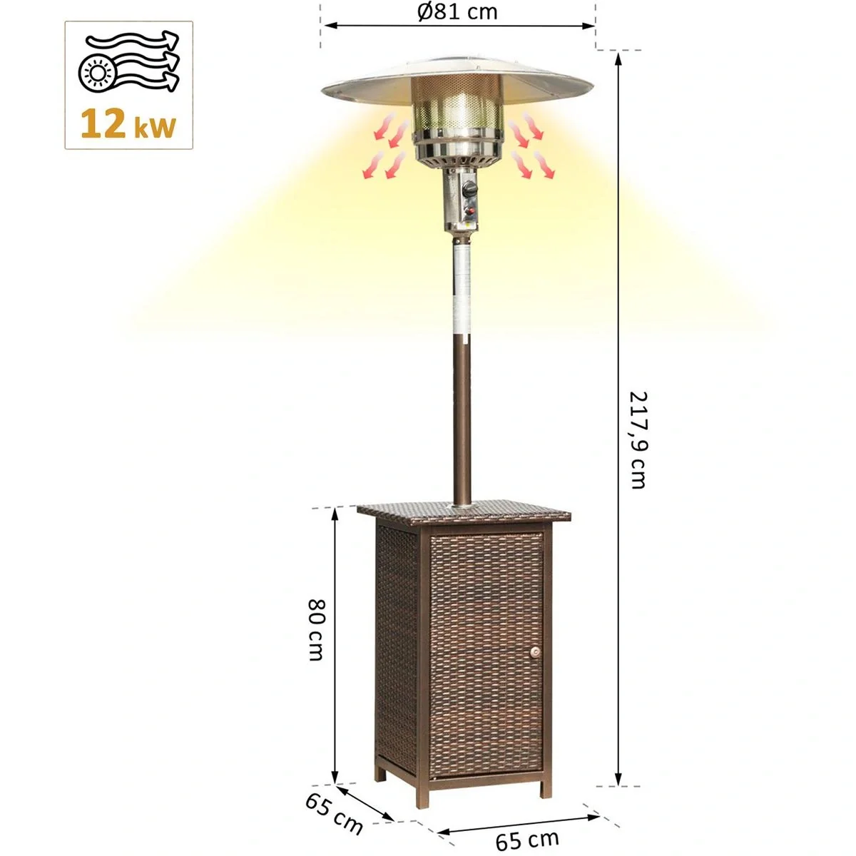 Gas-Terassenstrahler silber/braun - 3