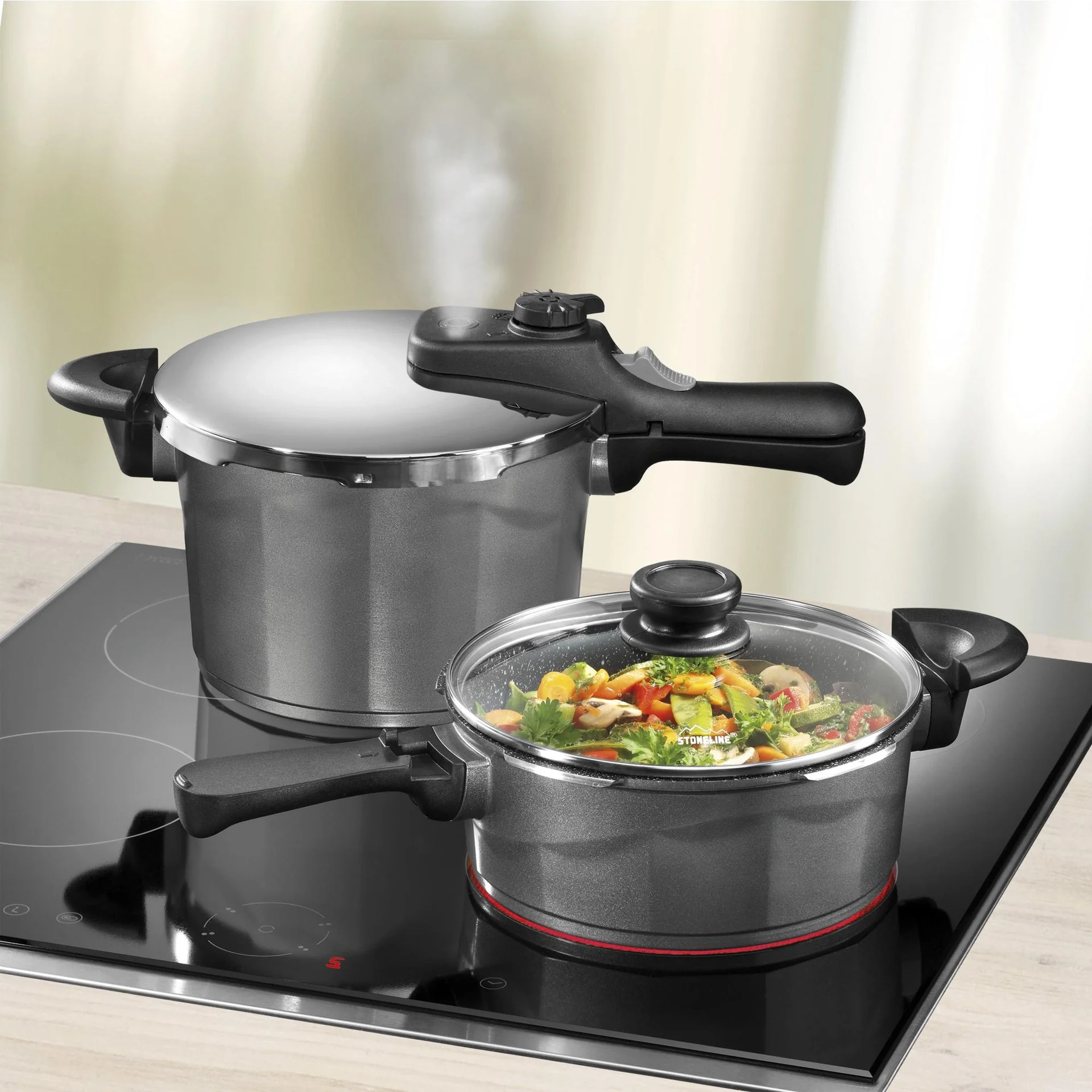 Aluguss Schnellkochtopf-Set 6 tlg. 5 Liter + 3 Liter - 7