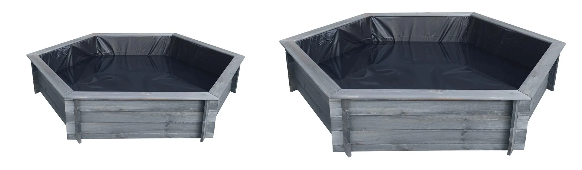 Sechseck-Hochteich 200 cm Solar, grau - 3