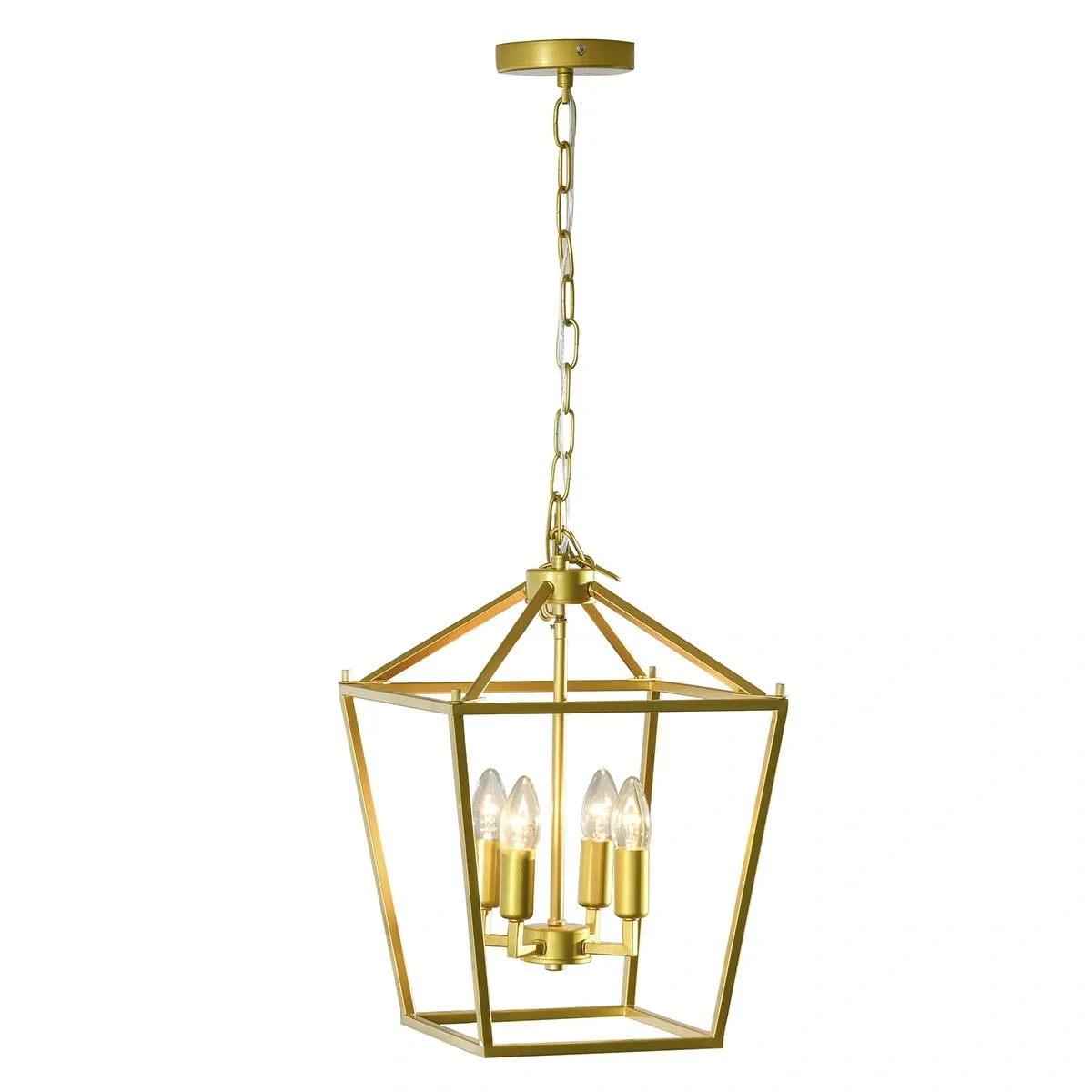 Kronleuchter Hängelampe 4-flammig Pendelleuchte mit verstellbarer Hängekett für Wohnzimmer Schlafzimmer Industrial Metal - 4