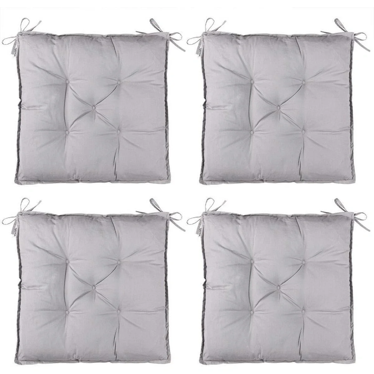 Stuhlkissen - Kissen Gartenstuhl - 4er Set hellgrau - 5