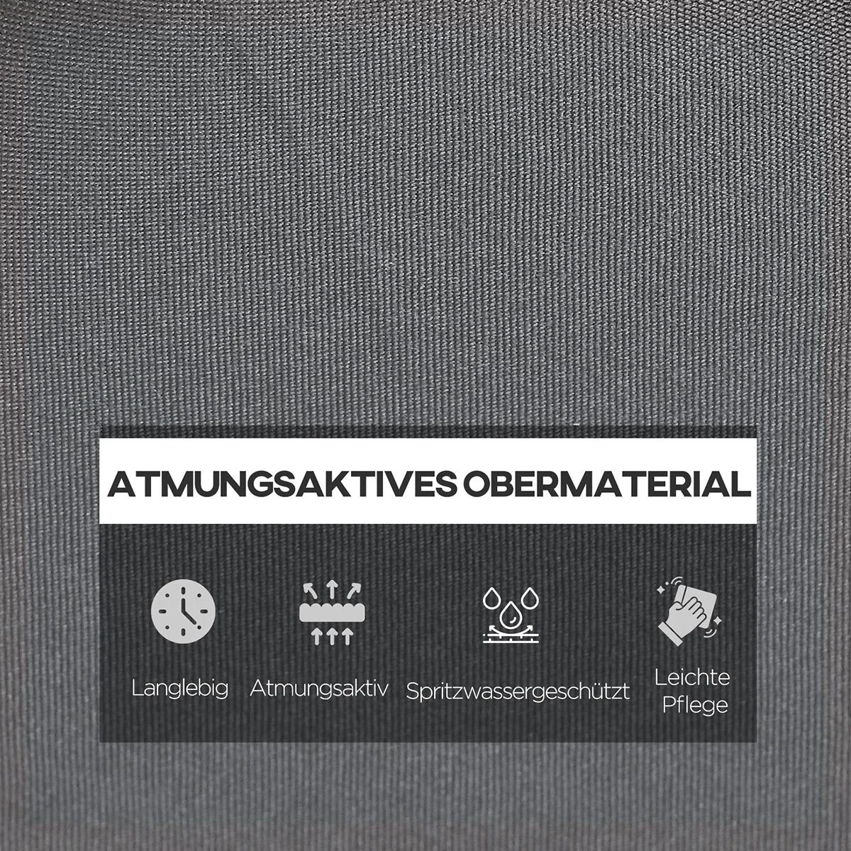 Sonnenschirm Knickbarer Gartenschirm Strandschirm 3-stufig einstellbar Tannenholz+Polyester Dunkelgrau 200 x 150 x 230 c - 6