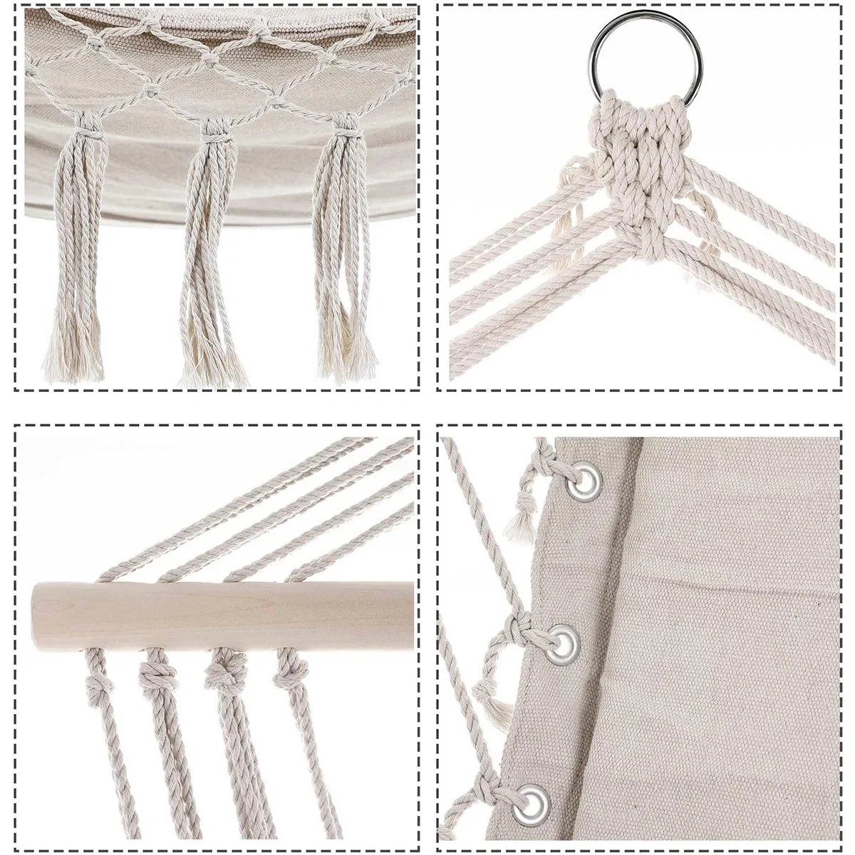Hängesessel Creme 55x100cm mit Fransen - 6