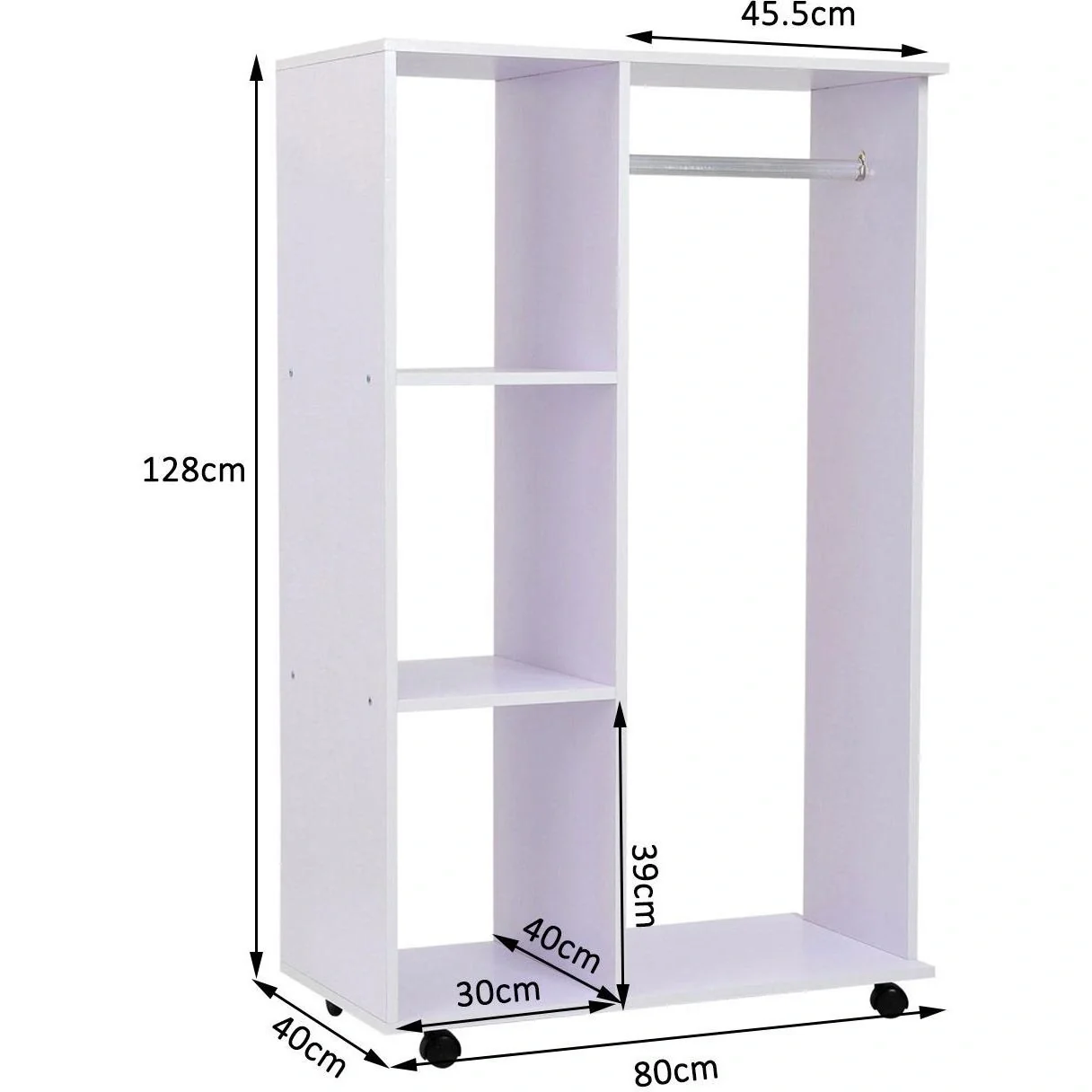Mobiler Kleiderschrank Garderobenschrank weiß - 6