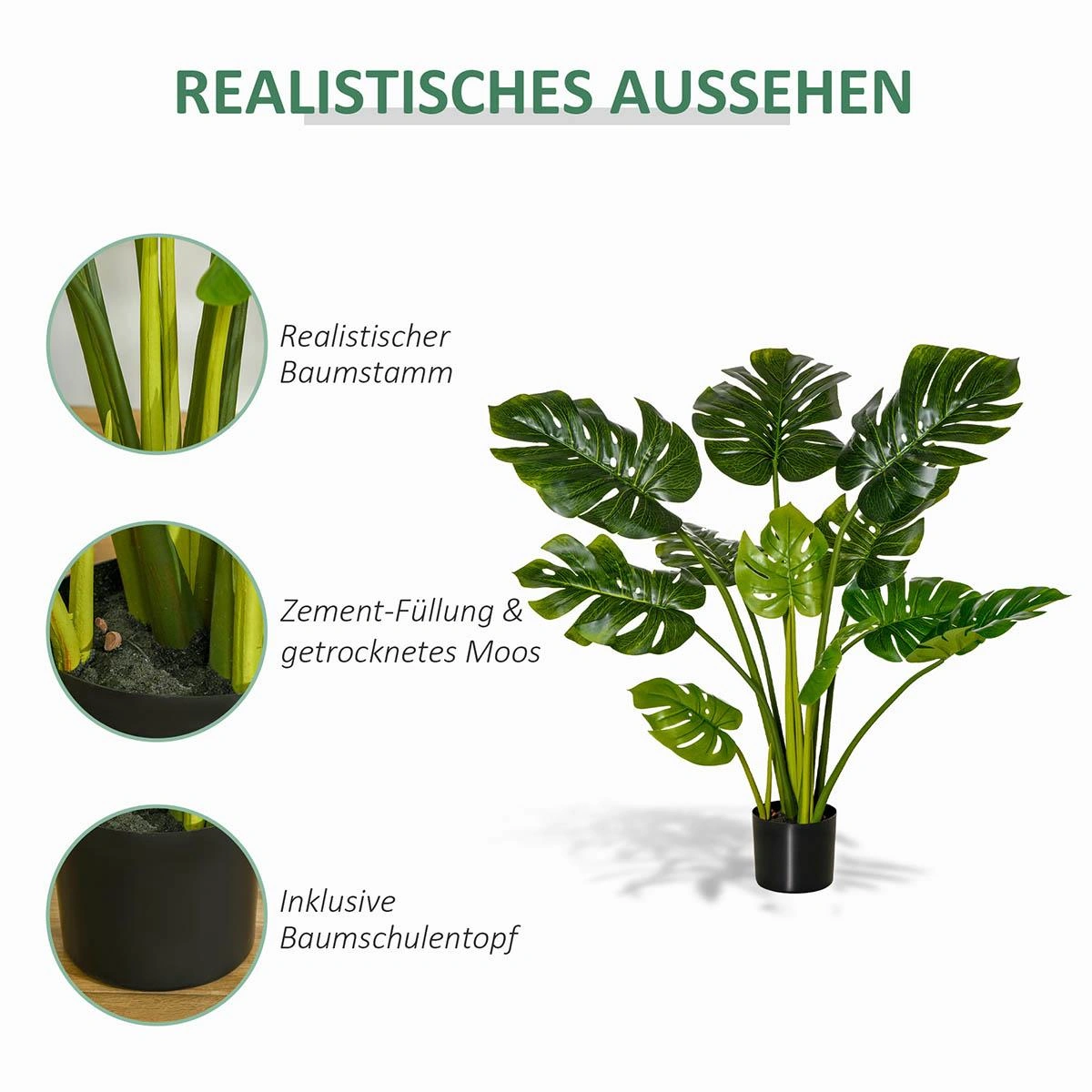 künstliche Pflanzen 110 cm künstlicher Monstera Kunstpflanze Zimmerpflanze Dekopflanze Büropflanze Kunststofftopf für dr - 5
