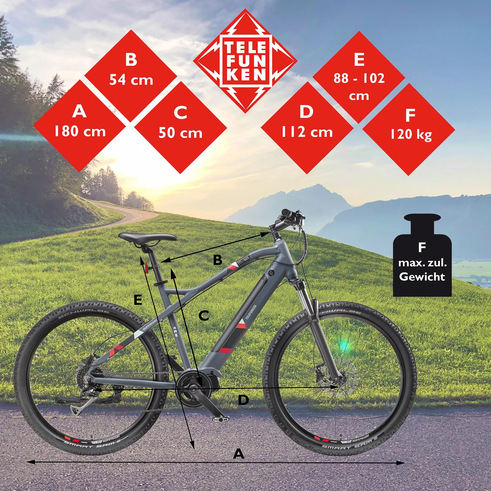 Unisex Alu MTB E-Bike 27,5 Zoll, 8-Gang Kettenschaltung, grau, Aufsteiger M925 Hardtail - 9