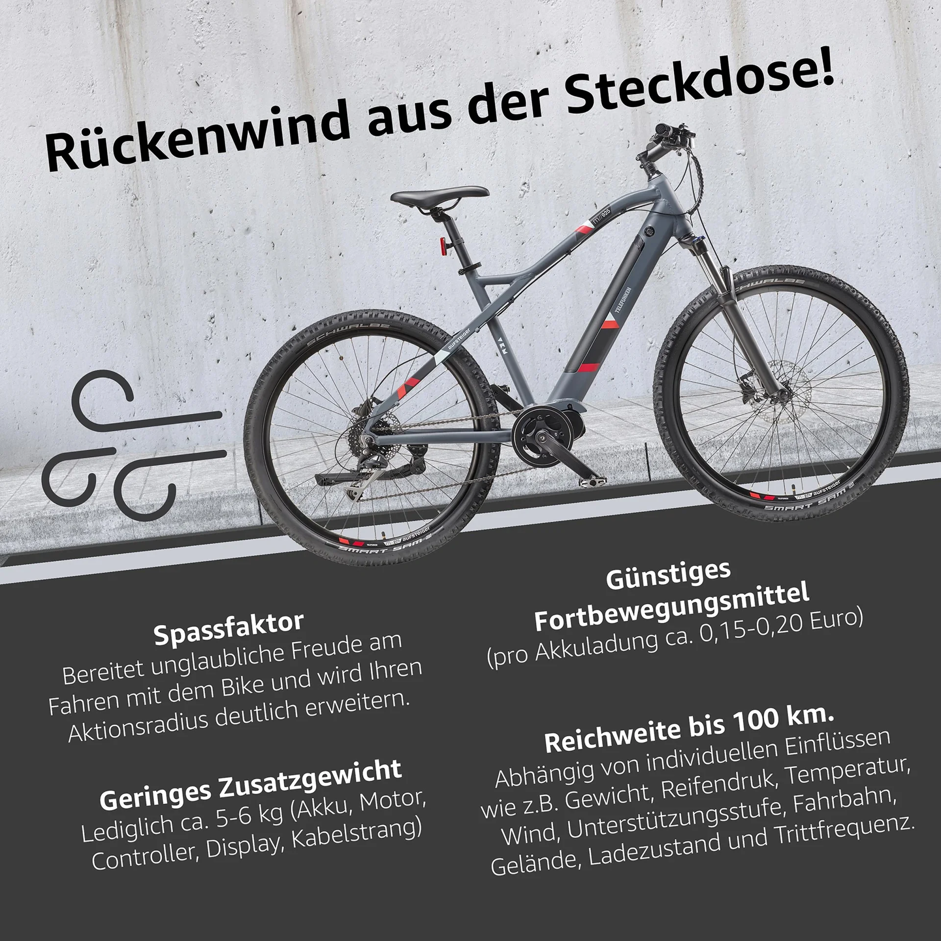 Unisex Alu MTB E-Bike, 29 Zoll, 8-Gang Kettenschaltung, grau, Aufsteiger M925 Hardtail - 9