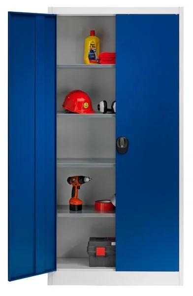 Flügeltürenschrank "Klassik", Türfarbe Enzianblau, Korpusfarbe Grau - 2