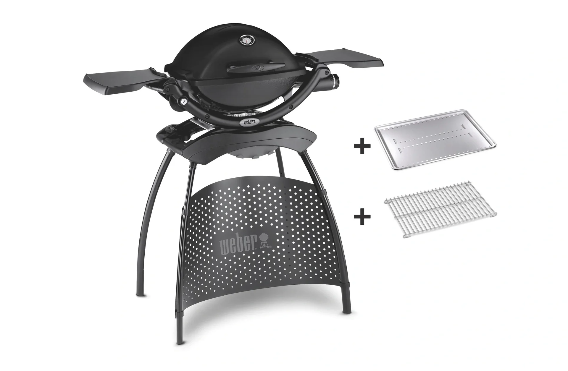 Gasgrill Q 1200 Stand, Black mit Hitzeschild und Bratenrost - 4