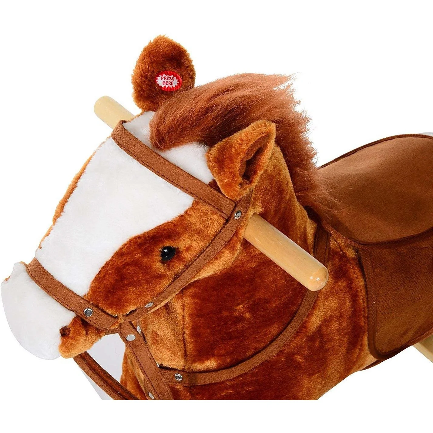 Schaukelpferd Kinder Schaukeltier Schaukelspielzeug Wiehern Braun - 5