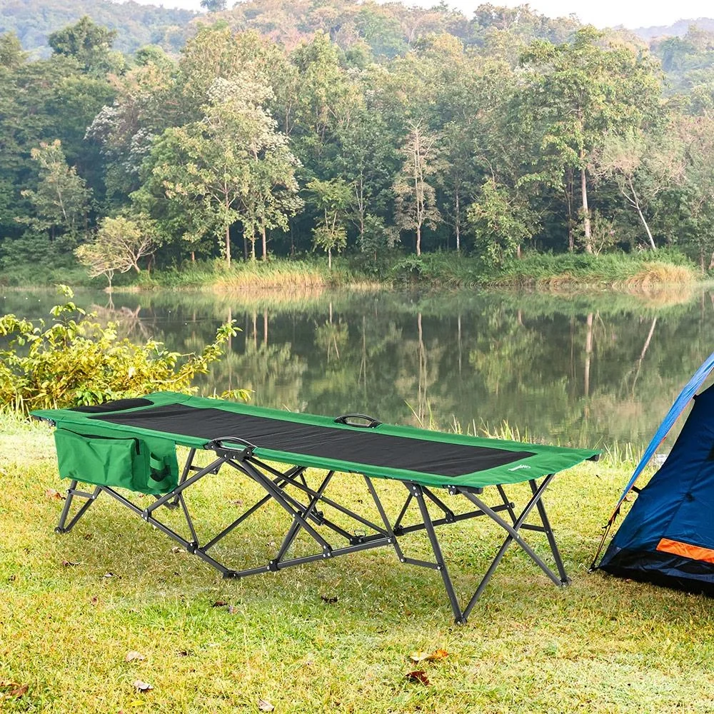 Campingbett mit seitlicher Tasche grün, schwarz - 3
