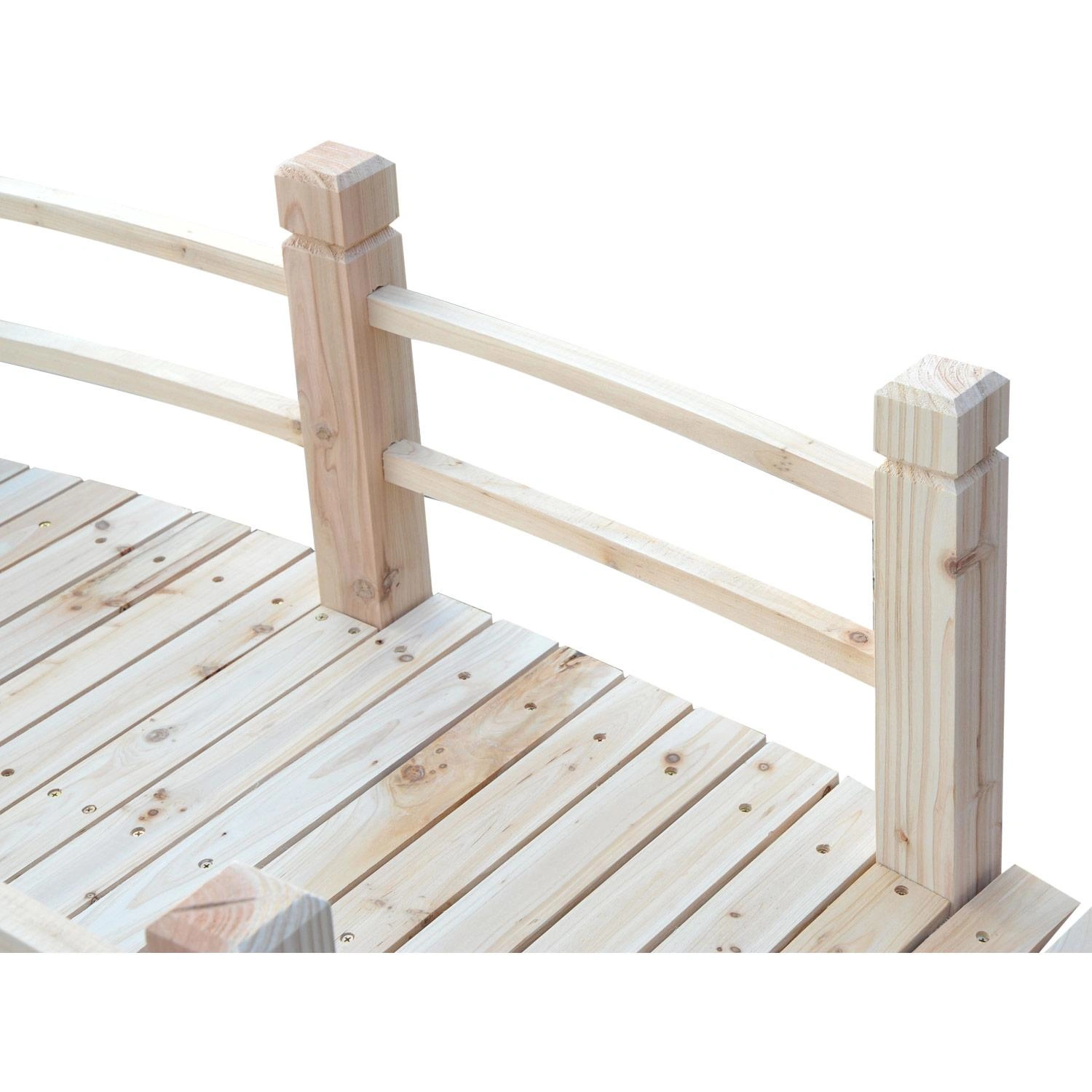 Gartenbrücke Holzbrücke Holzsteg Teichbrücke Zierbrücke mit Geländer bis 180 kg Tannenholz Natur 152,5 x 67 x 48 cm - 6