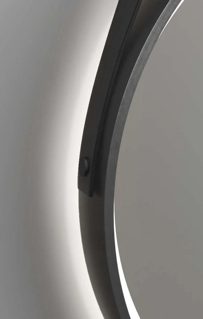 Dekorativer runder Wandspiegel mit LED Beleuchtung in schwarz/gold matt Ø 55 cm - 7