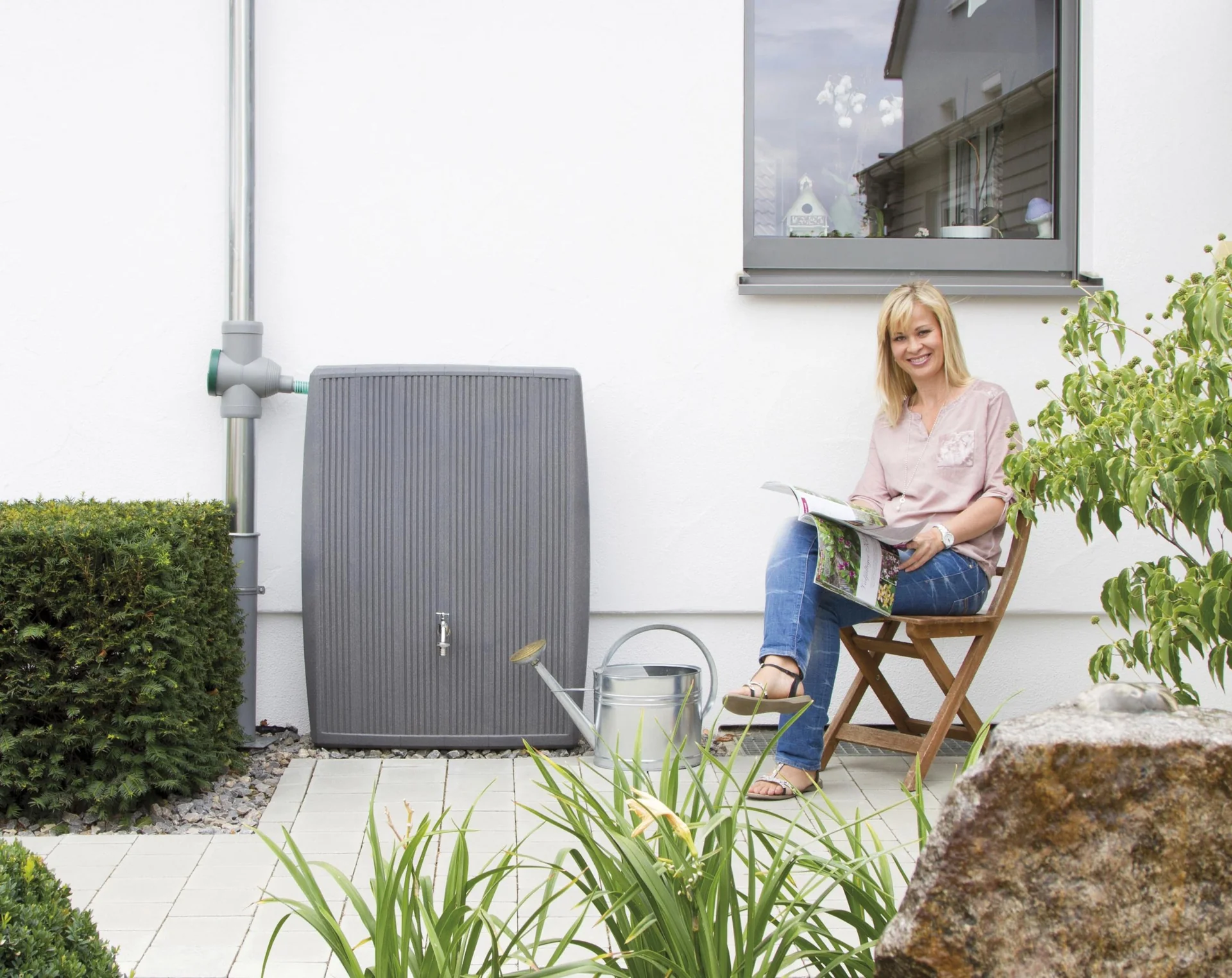 Regenspeicher Flachtank "Concrete" 200 L betongrau - 2