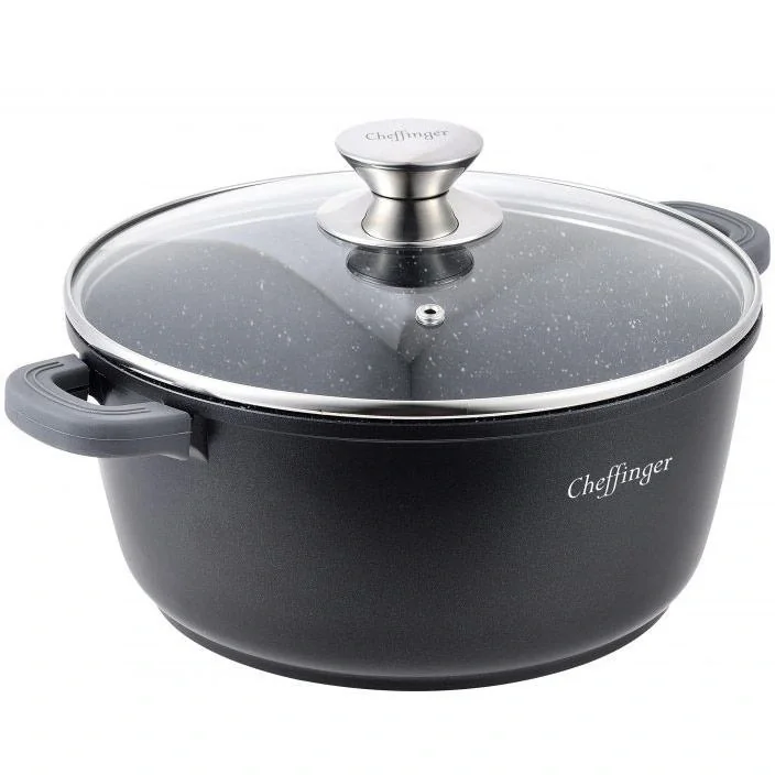 Cheffinger Kasserolle/Tiefe Pfanne mit Deckel - 20cm - 2.5L - 4