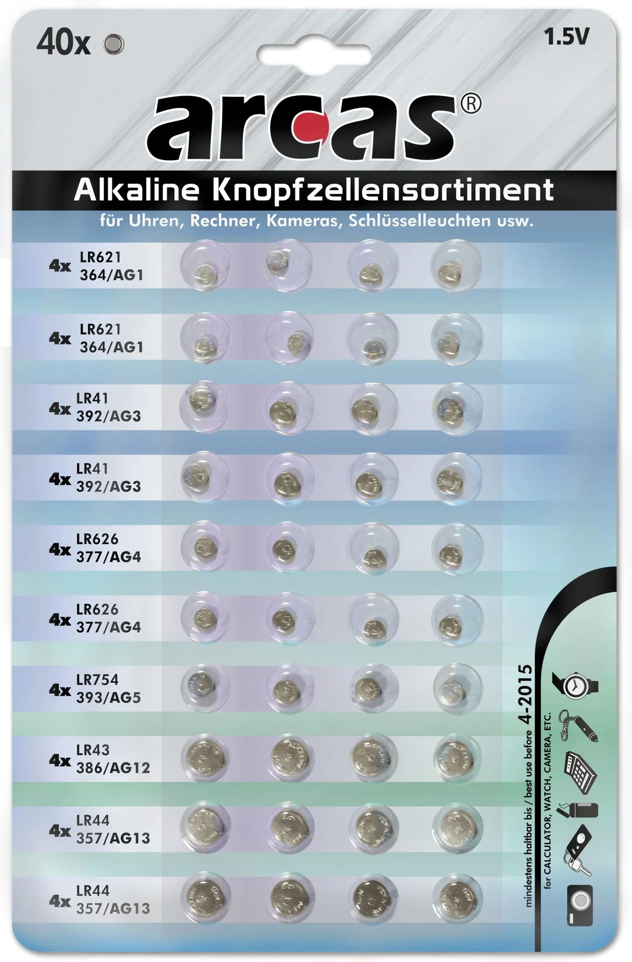 Alkaline Knopfzellensortiment - 40-teilig - 1