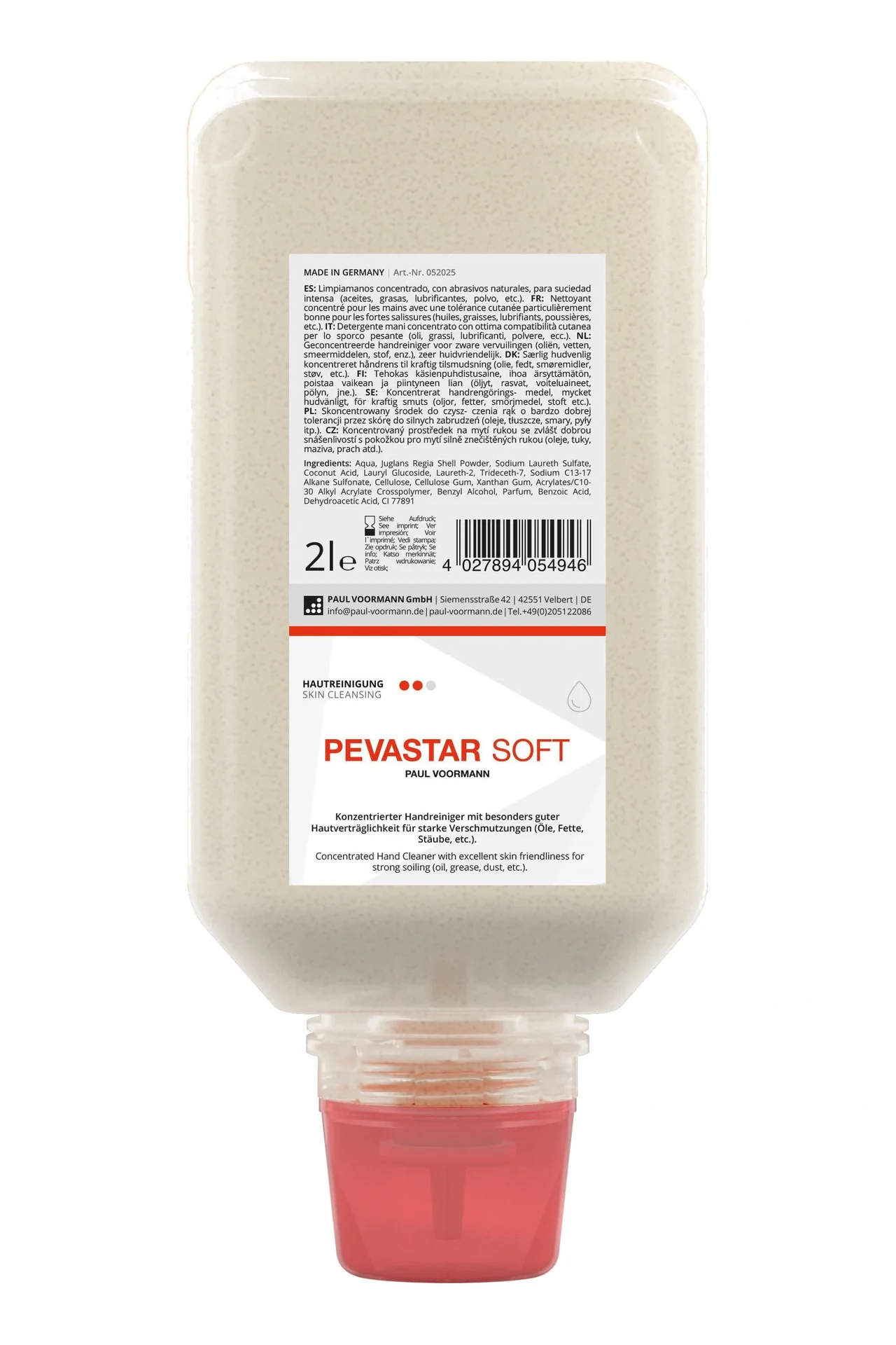 Handreiniger Pevastar SOFT, 2 l Softflasche mit natürlichen Reibemitteln aus Walnussschalenmehl - 1