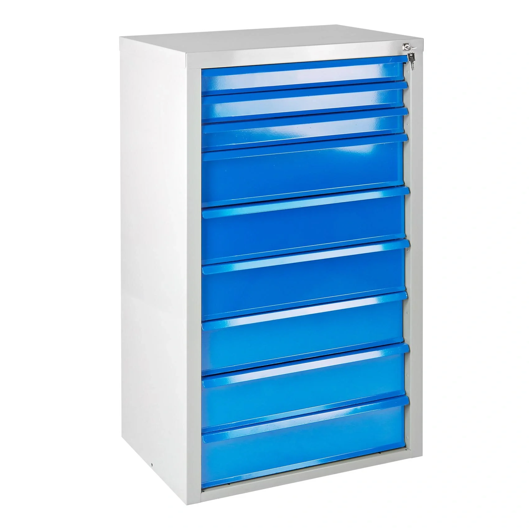 Schubladenschrank / Werkzeugschrank mammut, 9 Schubladen, RAL 7035 / 5012 - 6