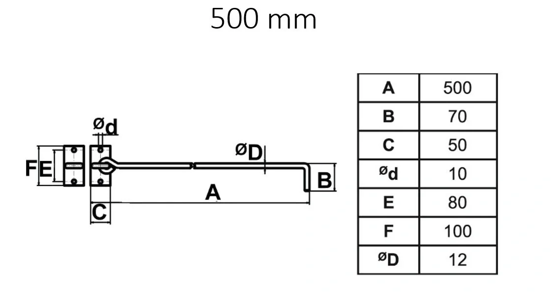 Beschlag-Set Sturmhaken 500 mm - 2