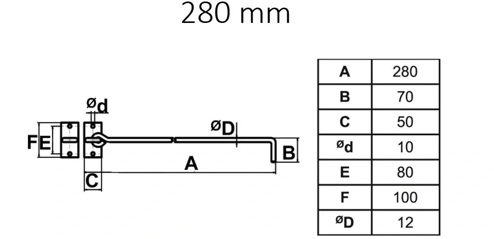 Beschlag-Set Sturmhaken 280 mm - 2