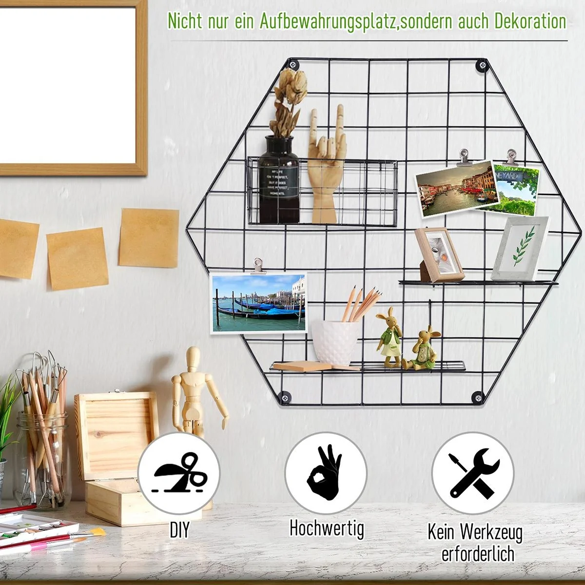 Metallgitter mit Korb/Reagle und Klammern schwarz - 4