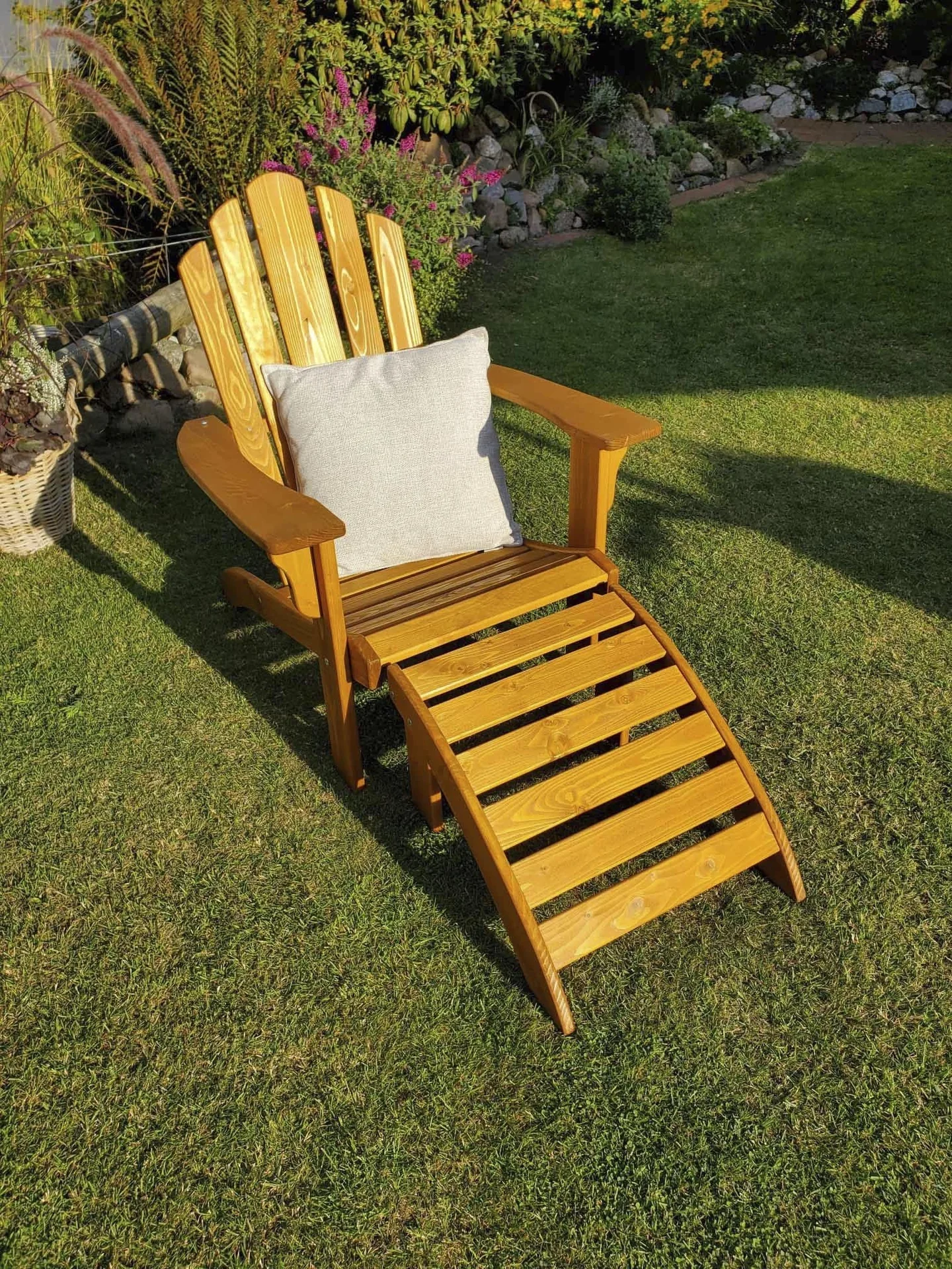 Set Deckchair mit Fußablage, honigbraun - 5