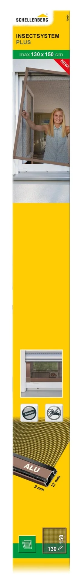 Insektenschutzfenster PLUS mit Alurahmen, Farbe braun, 130 x 150 cm - 5