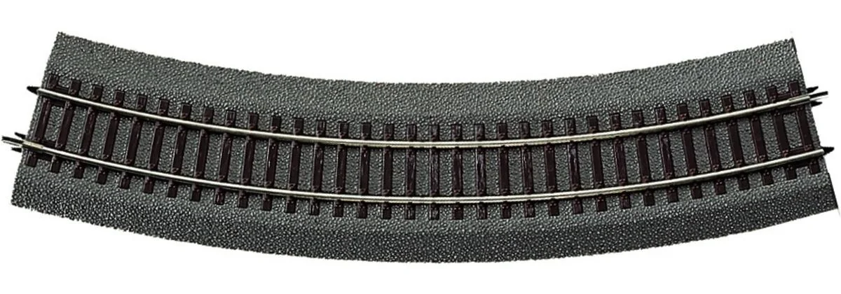 6 Stück Gebogenes Gleis R4 mit Bettung, Radius 481,2 mm, Bogenwinkel 30° - 1
