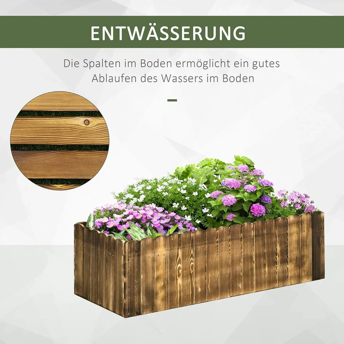 Hochbeet Pflanzkasten Kräuterbeet Pflanzbeet Gemüse Blumenbeet Blumenkasten Tannenholz 100 x 40 x 30 cm - 5